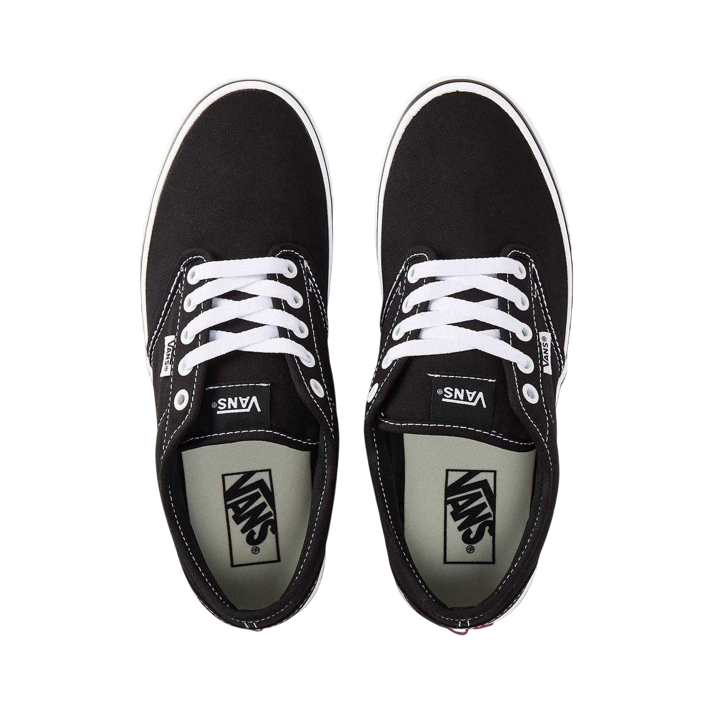 Black-White - Side - Vans Womens-Ladies Atwood Canvas Trainers