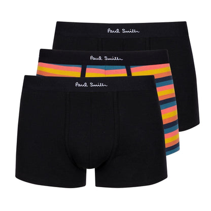 Multicoloured-Black - Front - Paul Smith Mens Logo Cotton Boxer Shorts (Pack of 3)