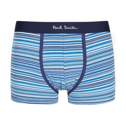 Blue Stripe - Back - Paul Smith Mens Logo Cotton Boxer Shorts (Pack of 3)