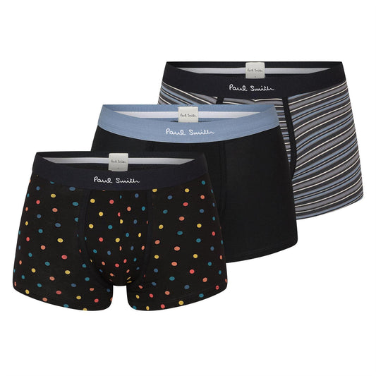 Black - Front - Paul Smith Mens Logo Cotton Boxer Shorts (Pack of 3)