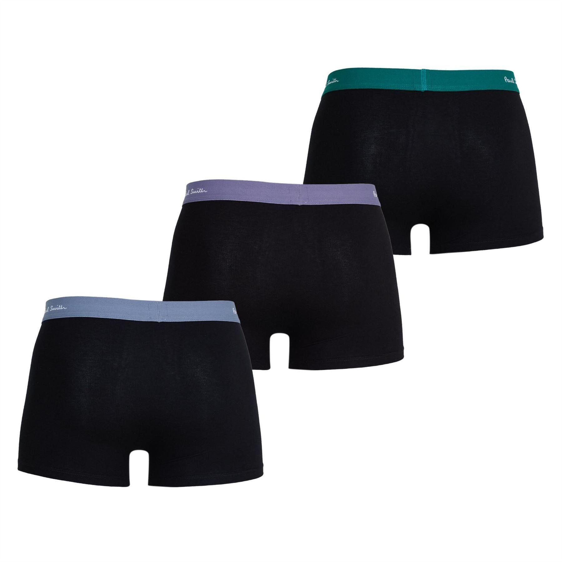 Black-Blue-Green - Back - Paul Smith Mens Logo Cotton Boxer Shorts (Pack of 3)