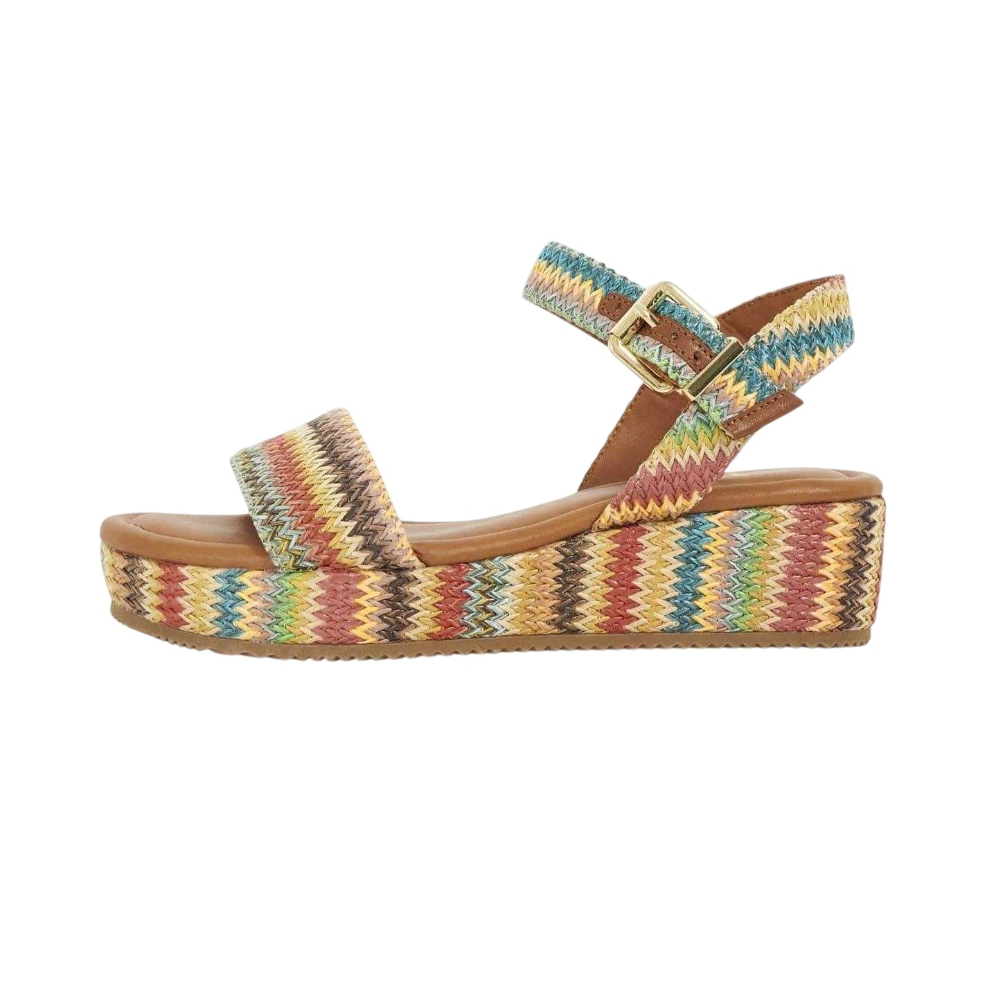 Multicoloured - Back - Dune London Womens-Ladies Chevron Flatform Sandals