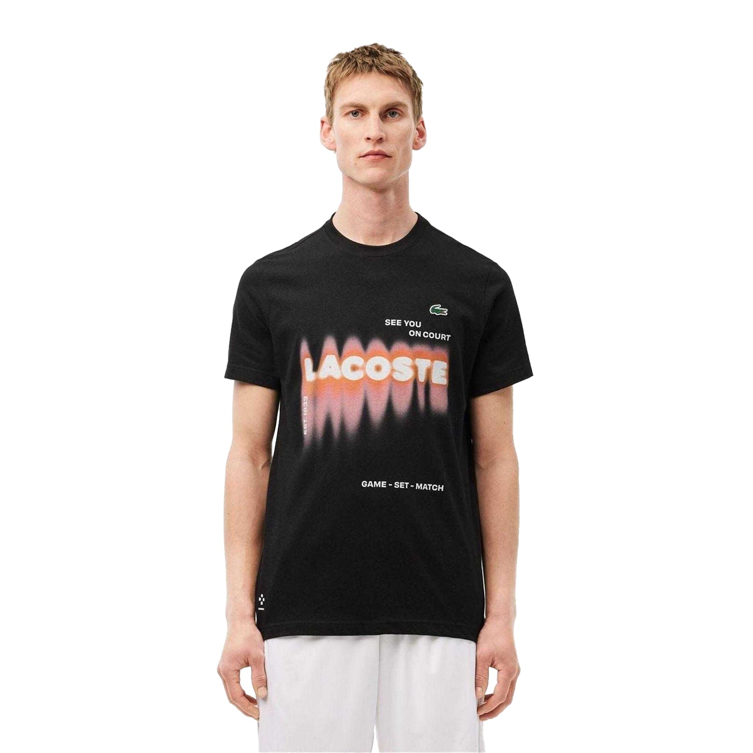 Black - Side - Lacoste Mens Daniil Medvedev Logo T-Shirt