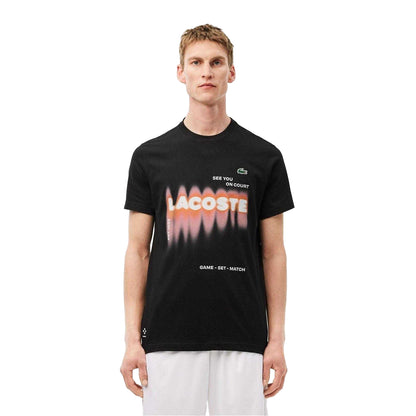 Black - Side - Lacoste Mens Daniil Medvedev Logo T-Shirt