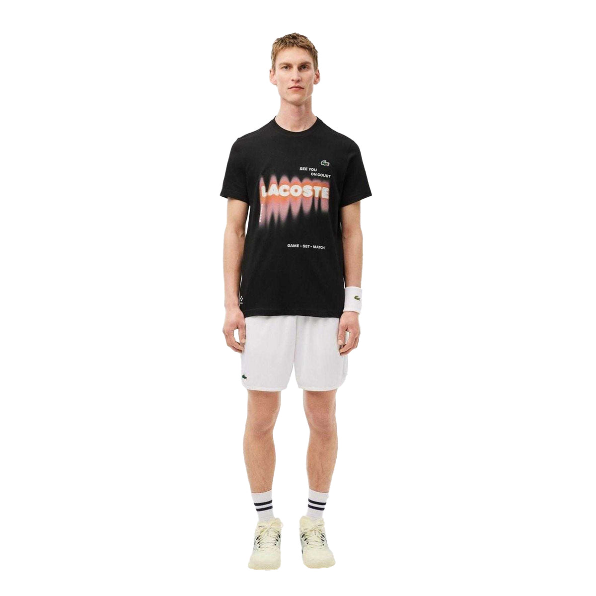 Black - Lifestyle - Lacoste Mens Daniil Medvedev Logo T-Shirt