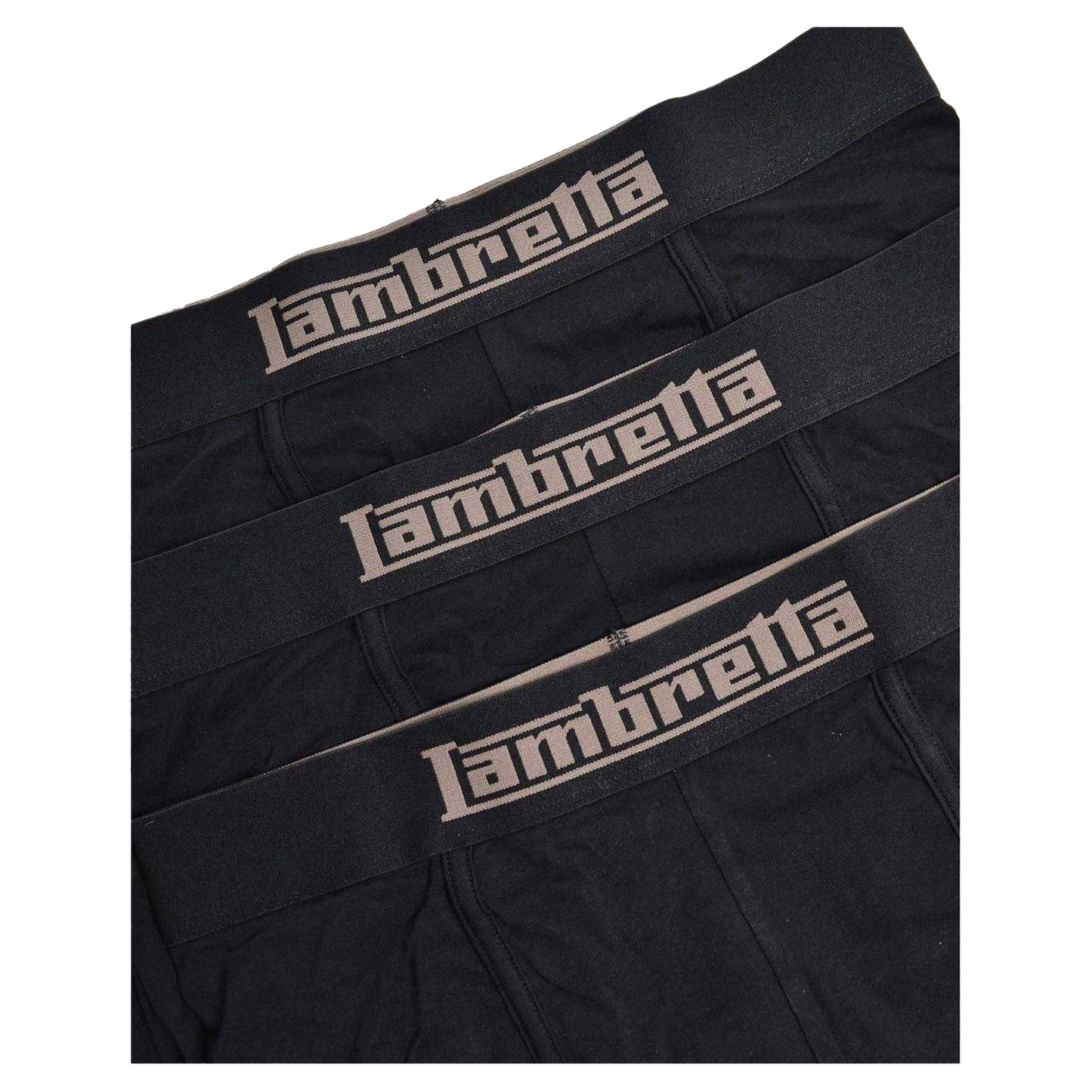 Black - Back - Lambretta Mens Logo Cotton Blend Boxer Shorts (Pack of 3)