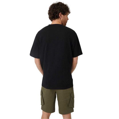 Black - Back - Threadbare Mens Plain Ribbed Regular T-Shirt