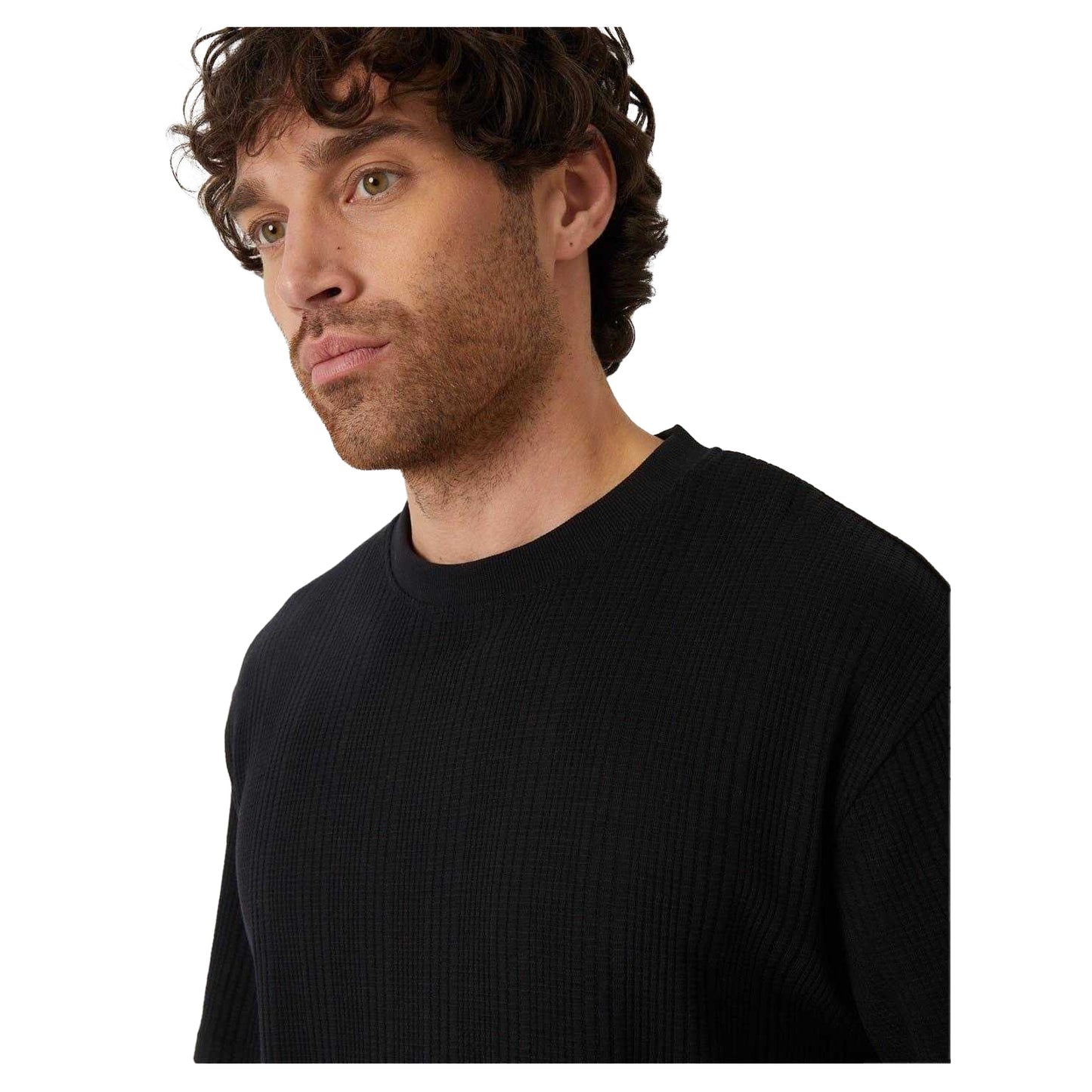 Black - Side - Threadbare Mens Plain Ribbed Regular T-Shirt