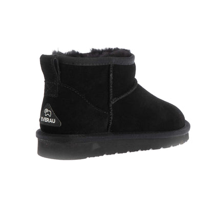 Black - Back - EverAu Womens-Ladies Finch Mini Cow Suede Classic Boots
