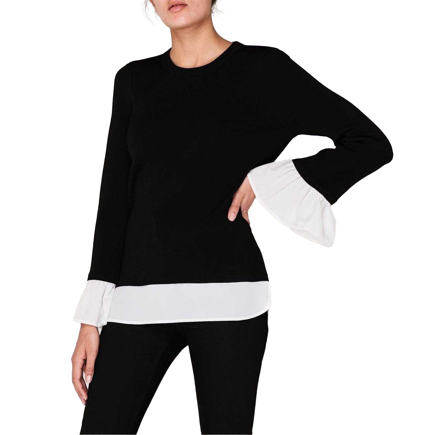 Black - Side - Linea Womens-Ladies 2 in 1 Jumper