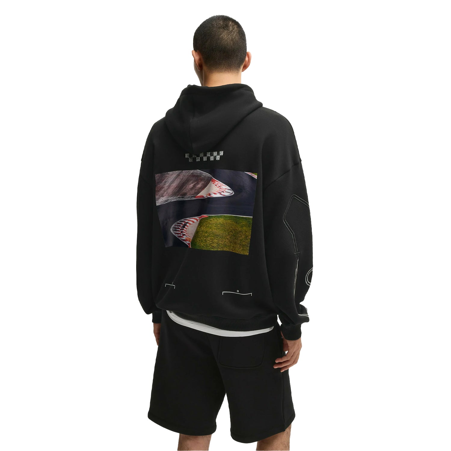 Black - Back - Hugo Mens Doad Back Print Oversized Hoodie