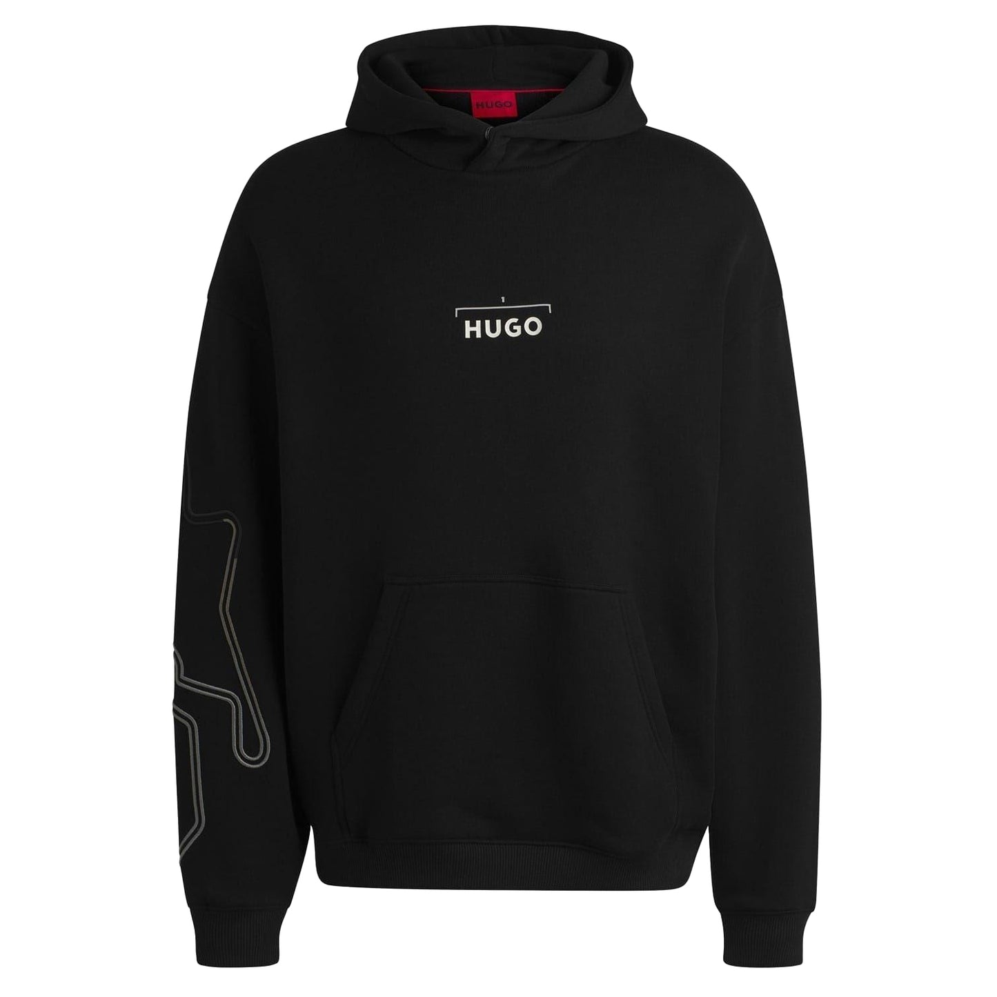 Black - Front - Hugo Mens Doad Back Print Oversized Hoodie