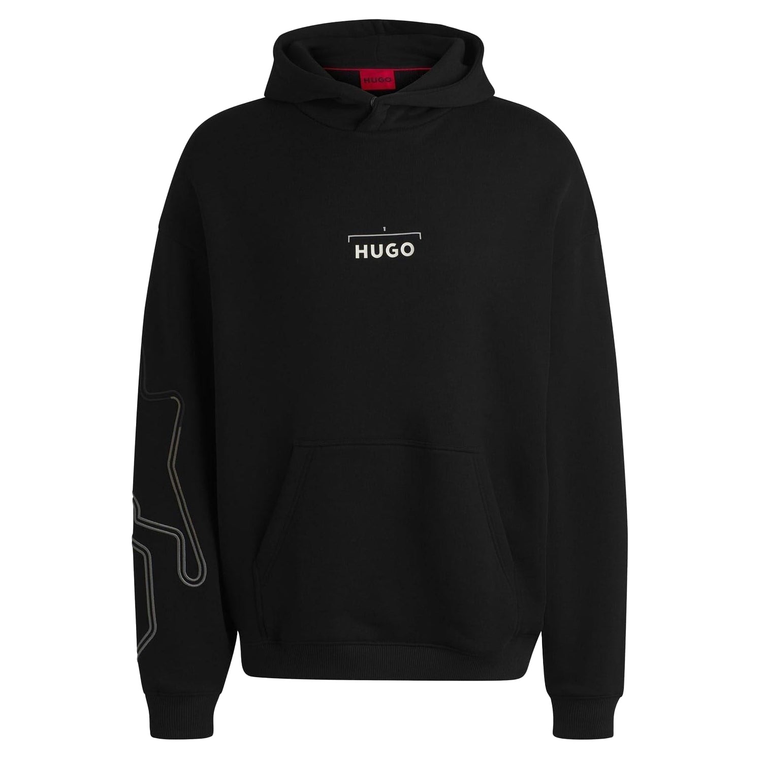 Black - Front - Hugo Mens Doad Back Print Oversized Hoodie