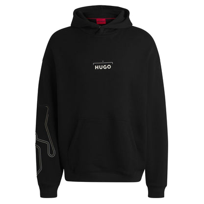Black - Front - Hugo Mens Doad Back Print Oversized Hoodie