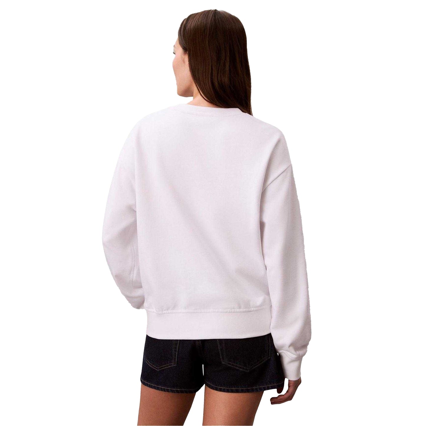 Bright White - Back - Calvin Klein Womens-Ladies Varsity Logo Sweatshirt