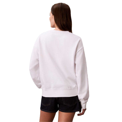 Bright White - Back - Calvin Klein Womens-Ladies Varsity Logo Sweatshirt