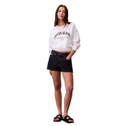 Bright White - Lifestyle - Calvin Klein Womens-Ladies Varsity Logo Sweatshirt