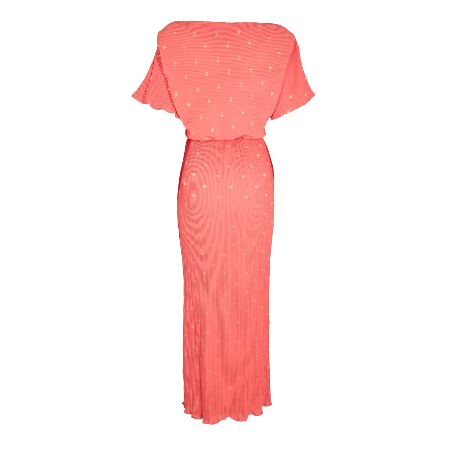 Coral - Back - Never Fully Dressed Womens-Ladies Tilly Polka Dot Boat Neck Shirt Dress