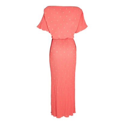 Coral - Back - Never Fully Dressed Womens-Ladies Tilly Polka Dot Boat Neck Shirt Dress