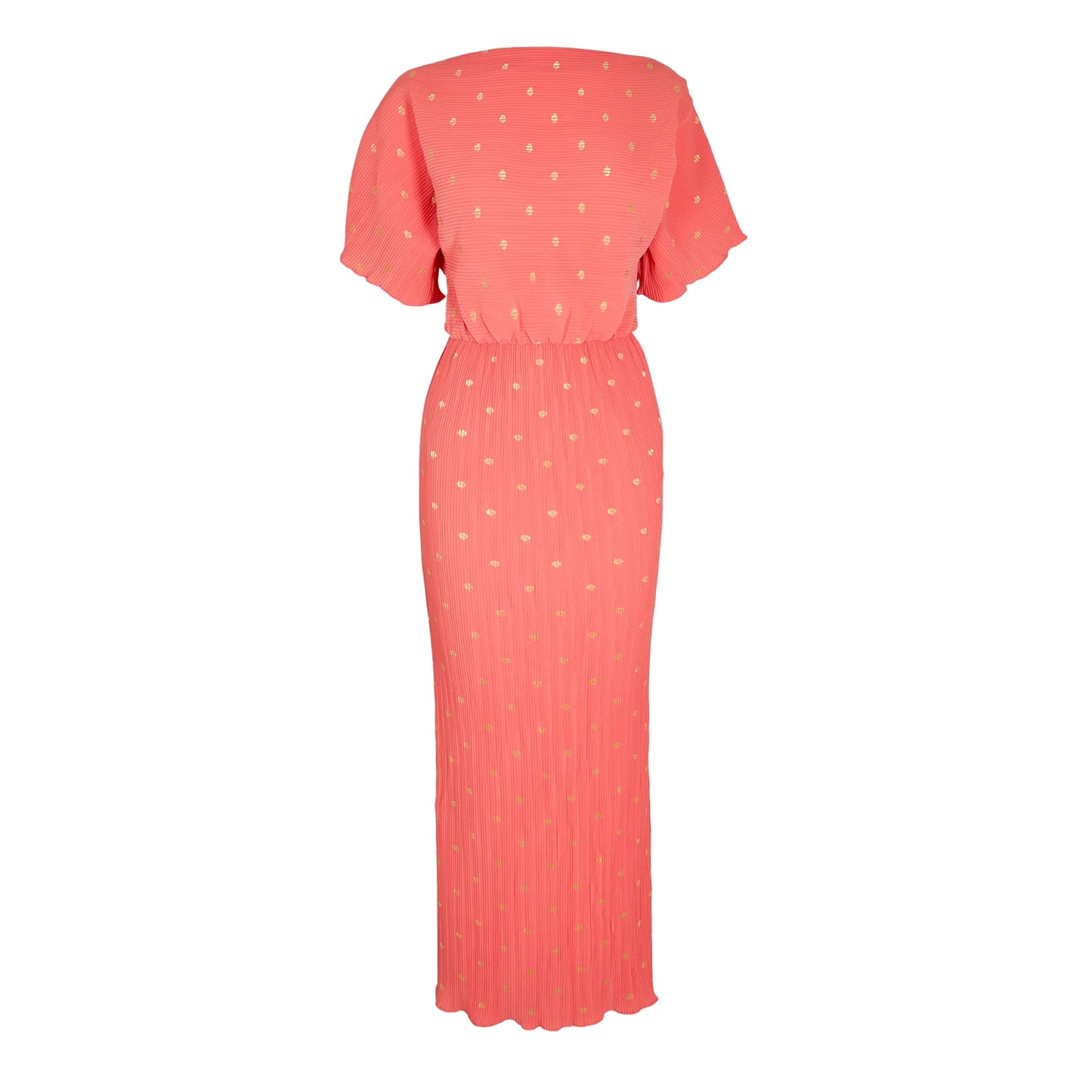 Coral - Front - Never Fully Dressed Womens-Ladies Tilly Polka Dot Boat Neck Shirt Dress