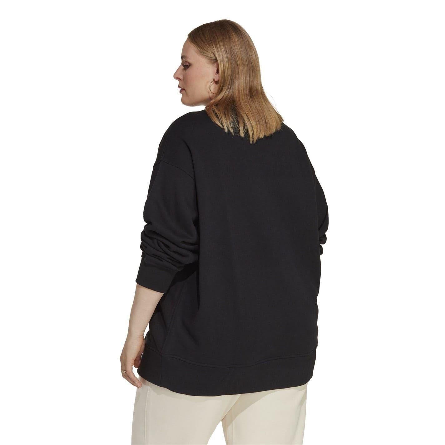 Black - Back - Adidas Womens-Ladies It Item Oversized Crop Sweatshirt