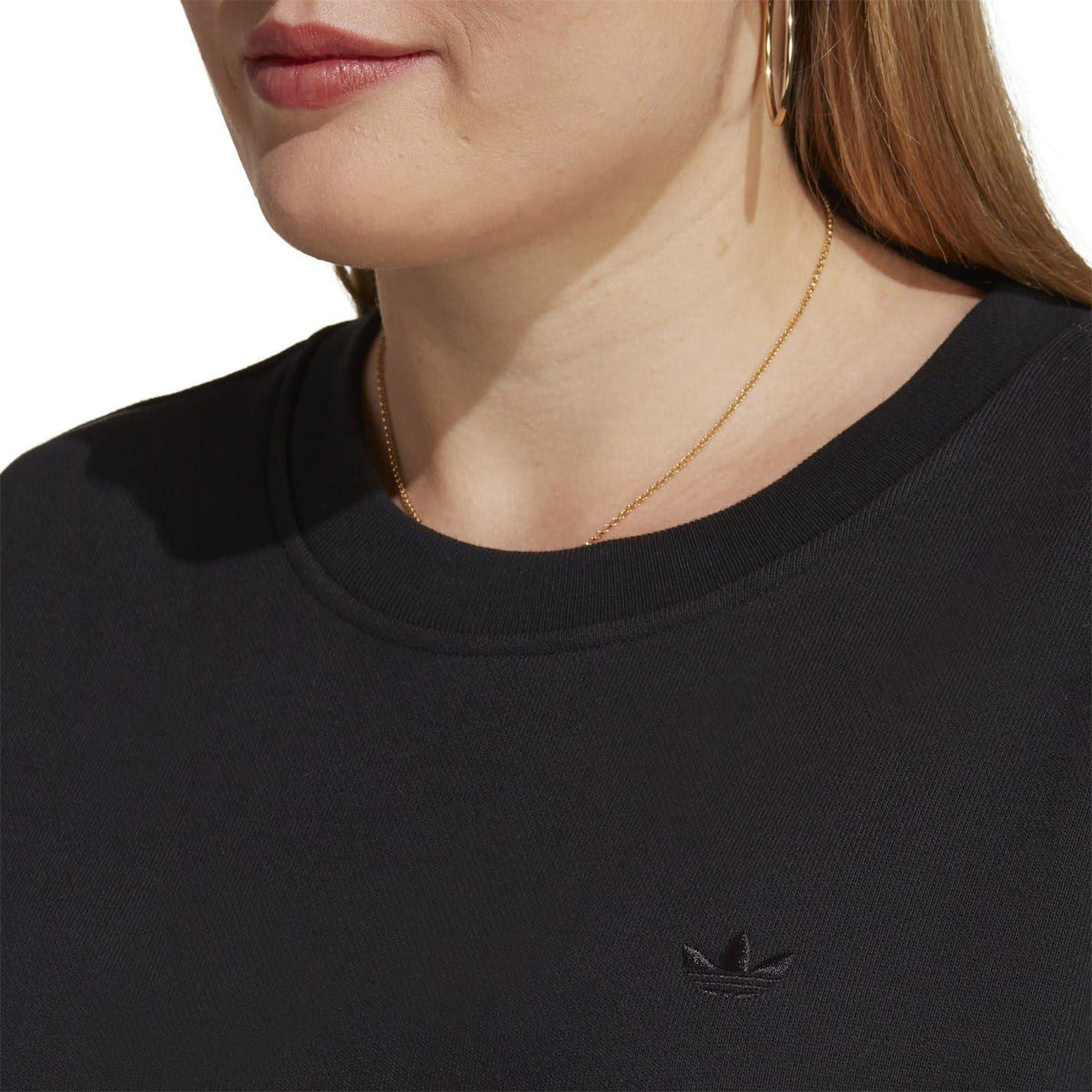 Black - Side - Adidas Womens-Ladies It Item Oversized Crop Sweatshirt