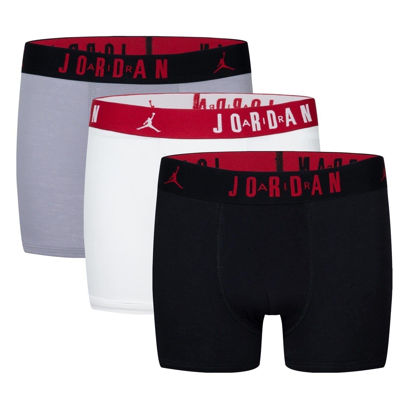 Black-White - Front - Nike Boys Air Jordan Boxer Shorts (Pack of 3)