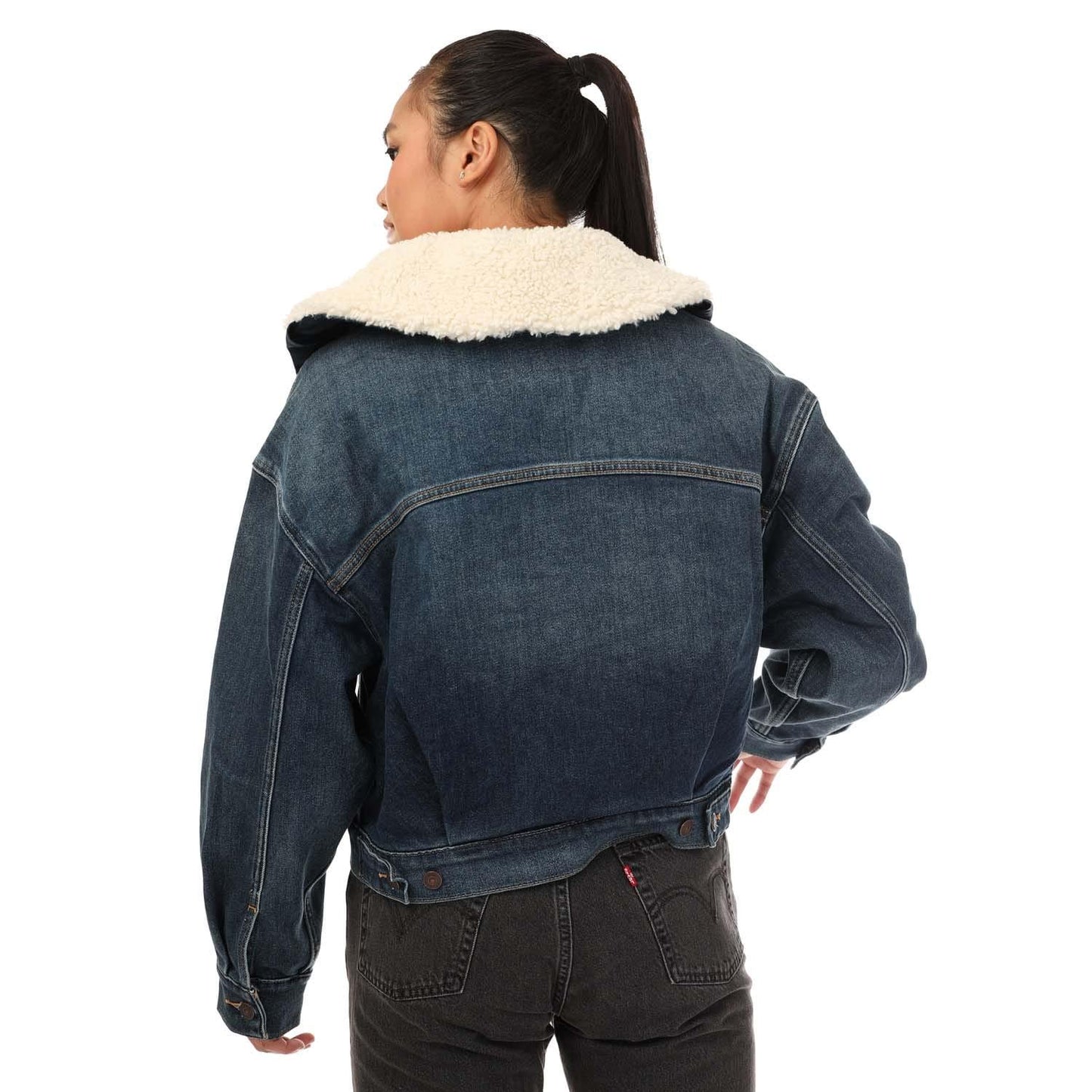 Denim - Back - Levis Womens-Ladies Baby Bubble Trucker Jacket