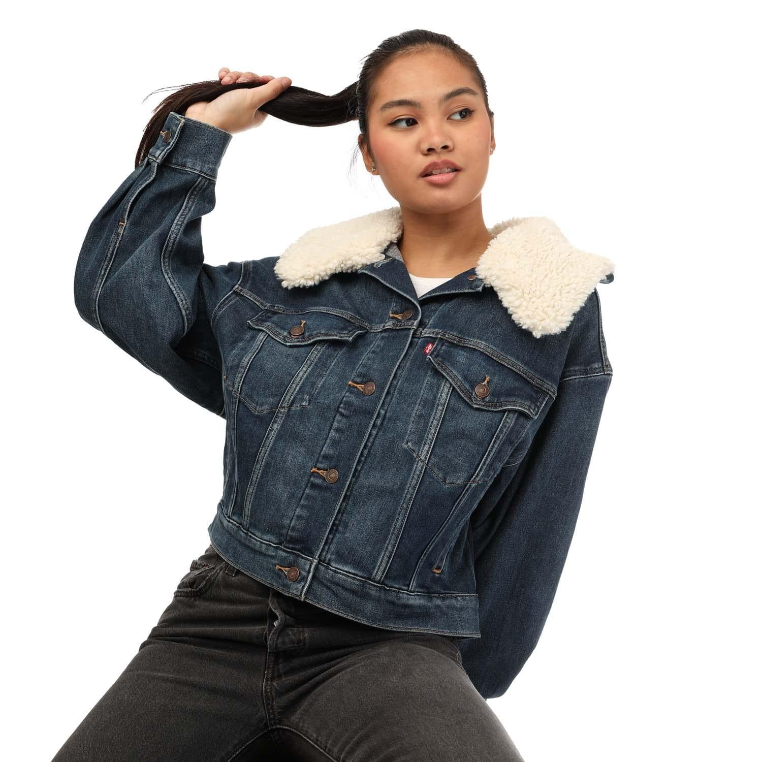 Denim - Side - Levis Womens-Ladies Baby Bubble Trucker Jacket
