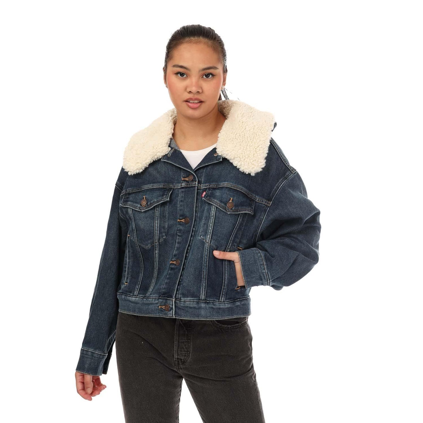 Denim - Front - Levis Womens-Ladies Baby Bubble Trucker Jacket