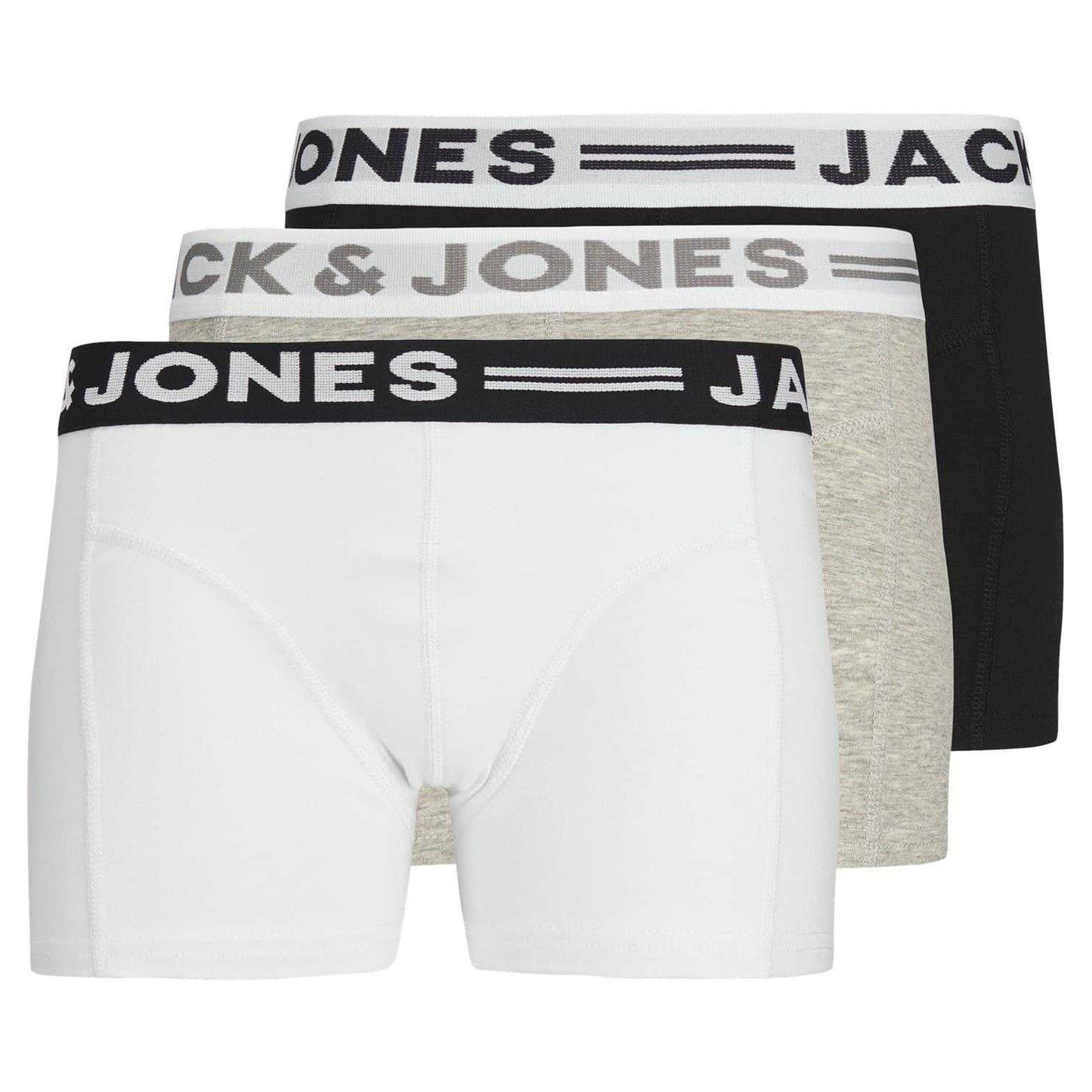Light Grey Melange - Front - Jack And Jones Mens Sense Boxer Shorts (Pack of 3)