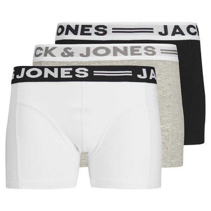 Light Grey Melange - Front - Jack And Jones Mens Sense Boxer Shorts (Pack of 3)