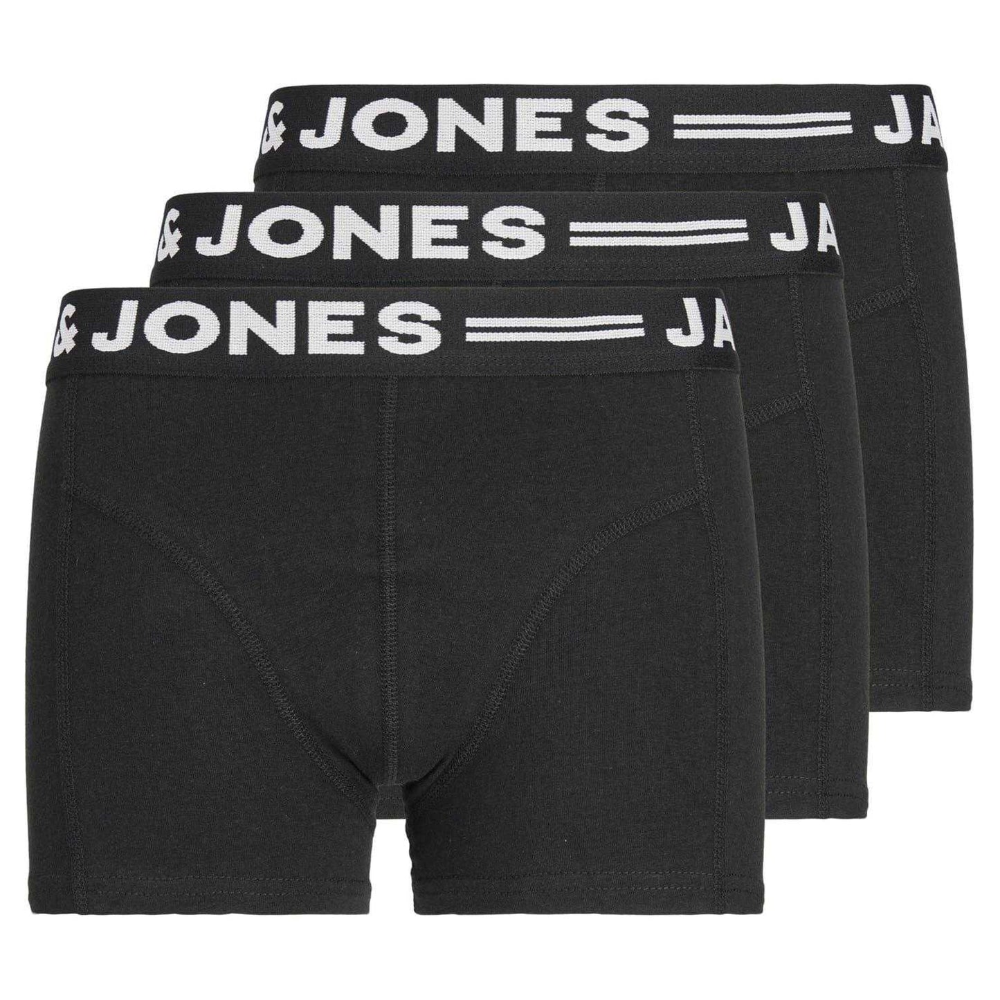 Black - Front - Jack And Jones Mens Sense Boxer Shorts (Pack of 3)