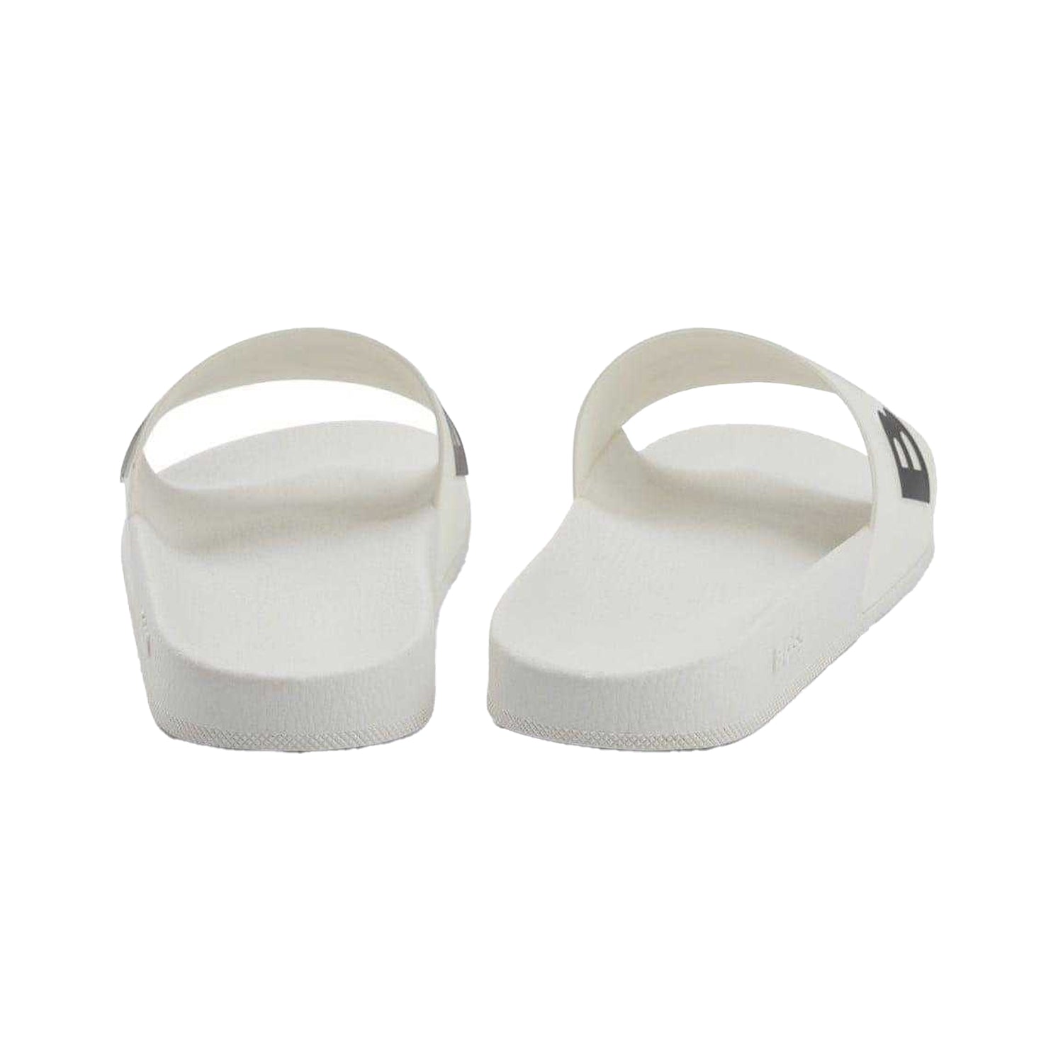 White - Back - Boss Unisex Adult Bay Logo Synthetic Flat Slides
