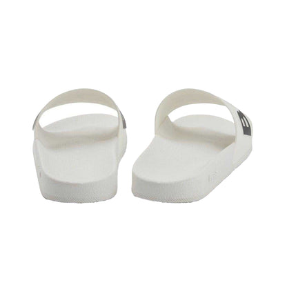 White - Back - Boss Unisex Adult Bay Logo Synthetic Flat Slides
