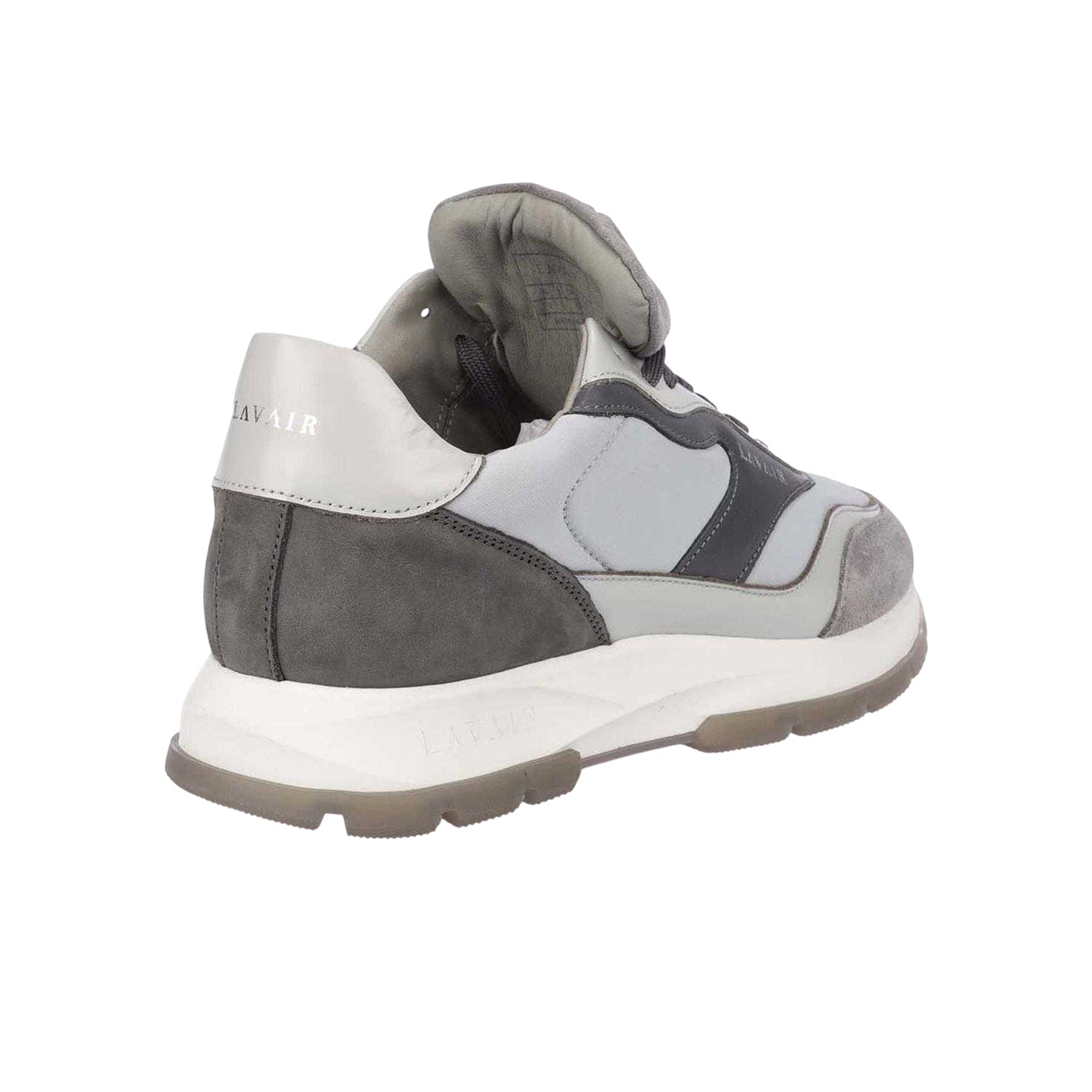 Grey - Back - Lavair Mens Aequora Leather Trainers