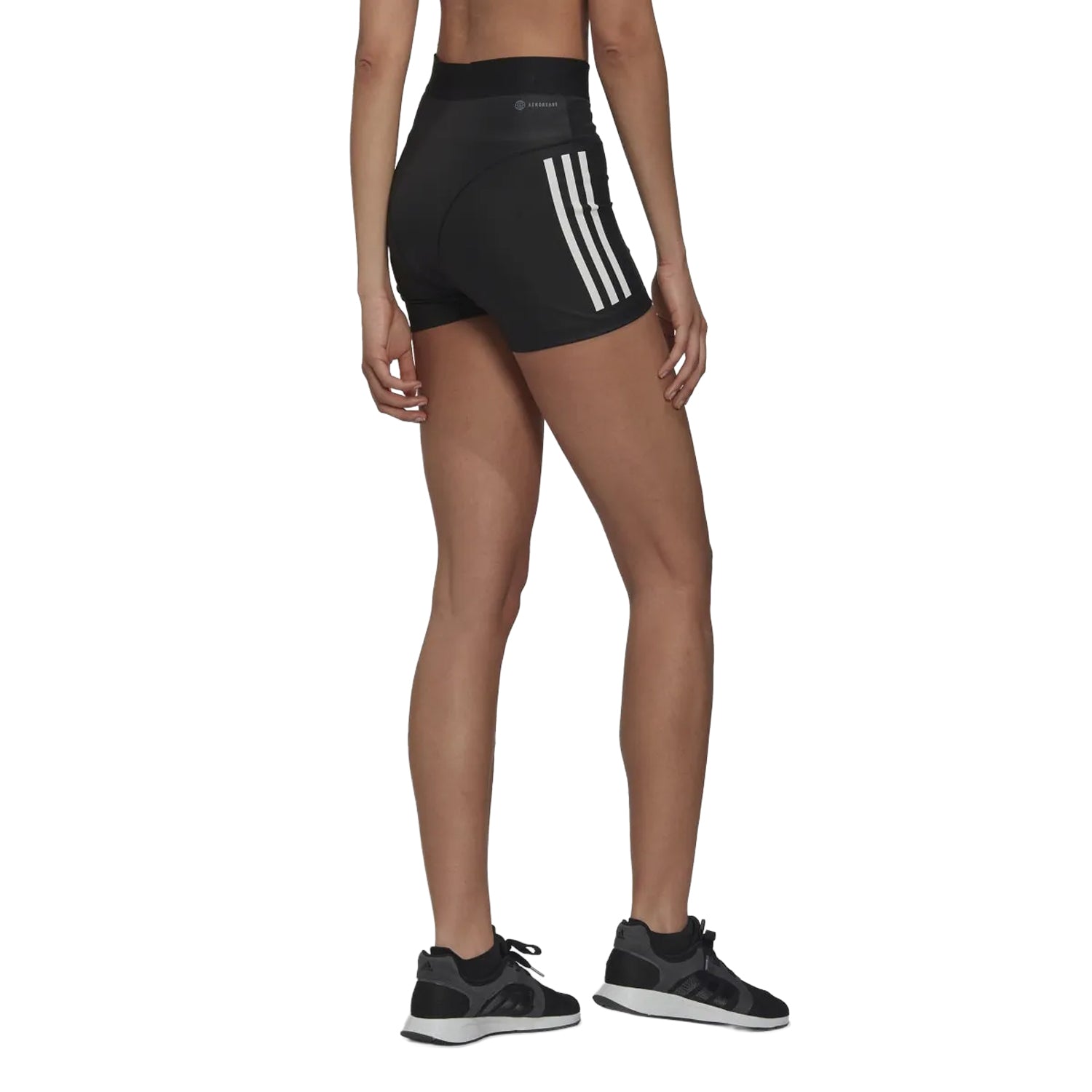 Black - Back - Adidas Womens-Ladies Hyperglam Triple Stripe Tight Shorts