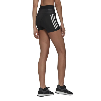 Black - Back - Adidas Womens-Ladies Hyperglam Triple Stripe Tight Shorts
