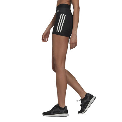 Black - Side - Adidas Womens-Ladies Hyperglam Triple Stripe Tight Shorts