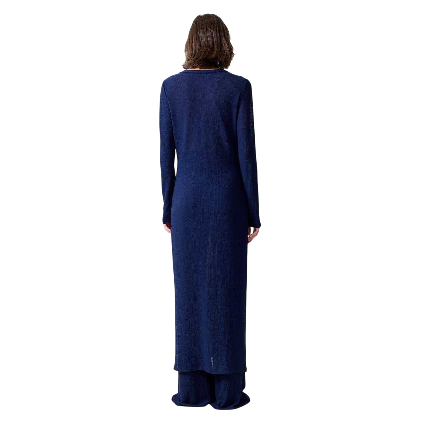 Blue - Back - French Connection Womens-Ladies Meera Ribbed Maxi Dress