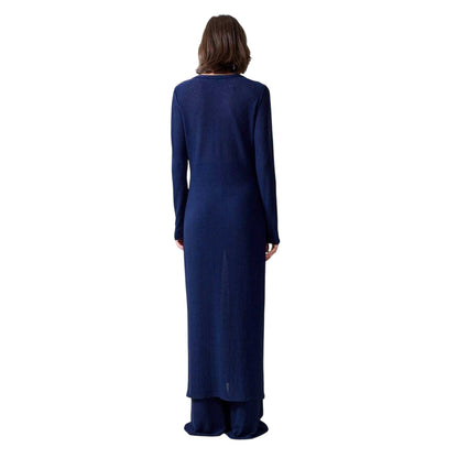 Blue - Back - French Connection Womens-Ladies Meera Ribbed Maxi Dress