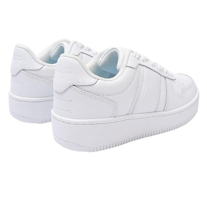 White - Back - Kappa Childrens-Kids La Morra Leather Platform Trainers
