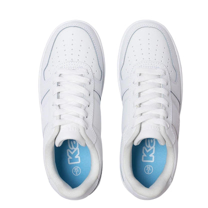 White - Side - Kappa Childrens-Kids La Morra Leather Platform Trainers