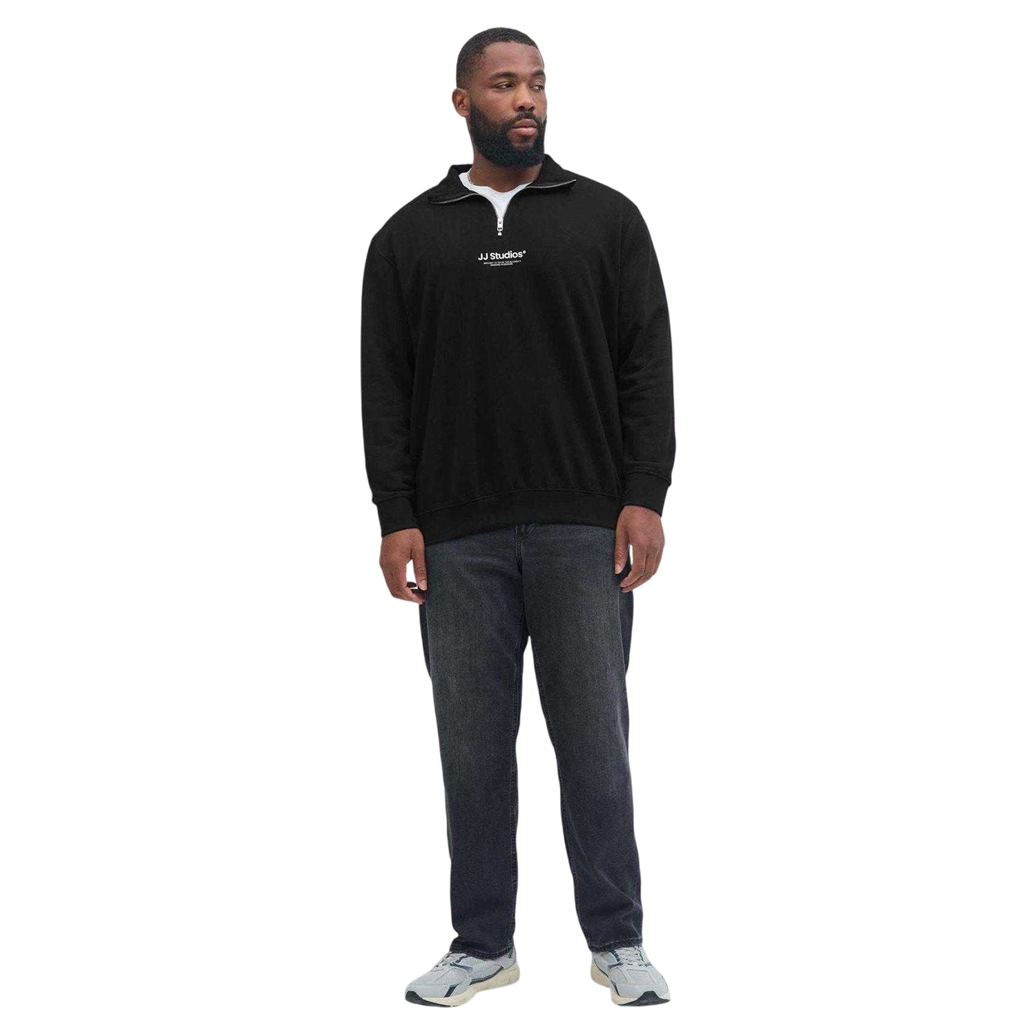 Black - Side - Jack And Jones Mens Soho Quarter Zip Sweatshirt