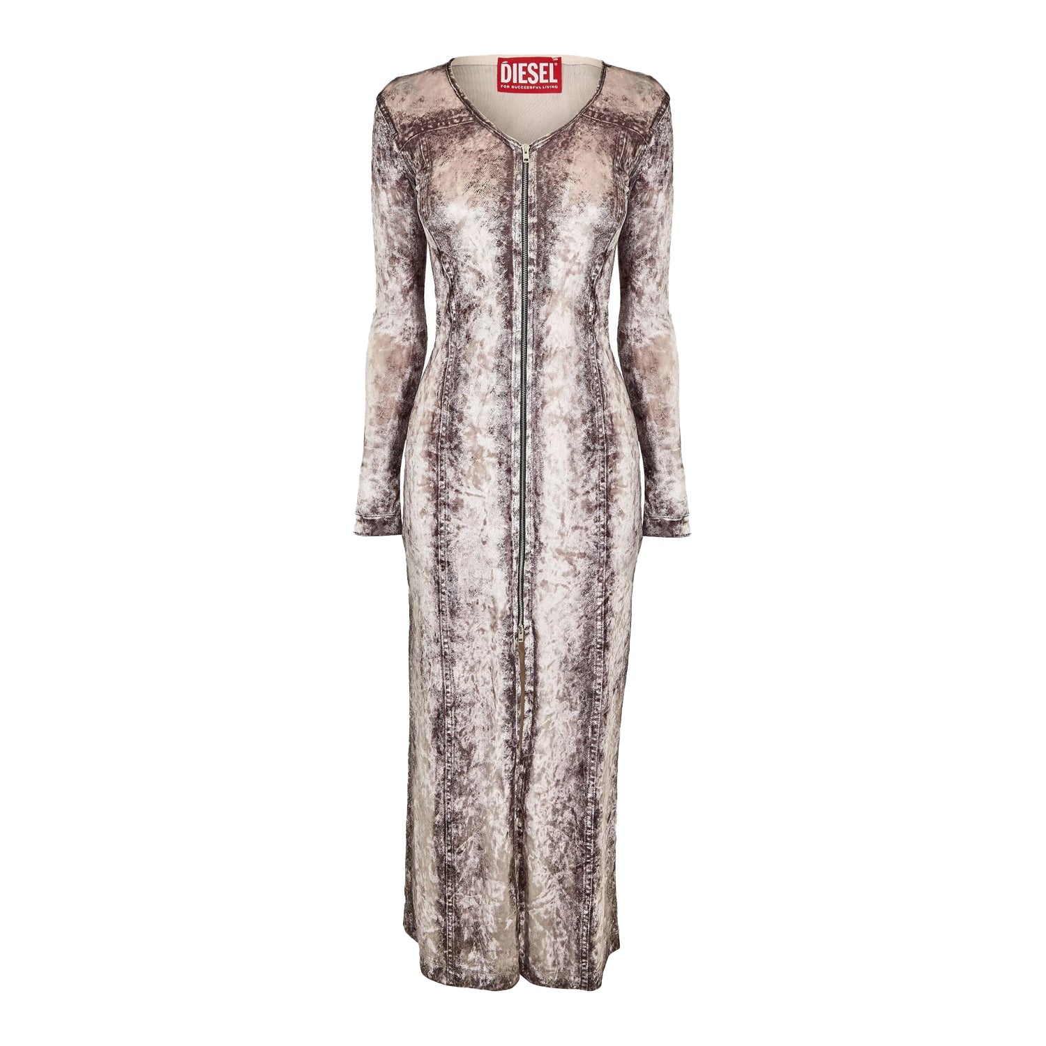 Black-Grey-Denim - Front - Diesel Womens-Ladies D-Martel Maxi Dress
