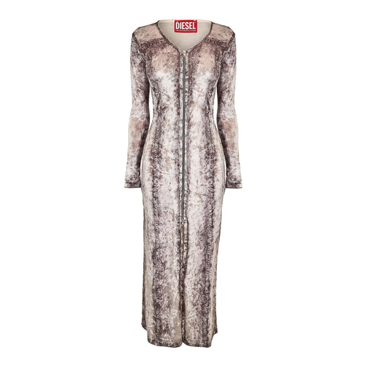 Black-Grey-Denim - Front - Diesel Womens-Ladies D-Martel Maxi Dress