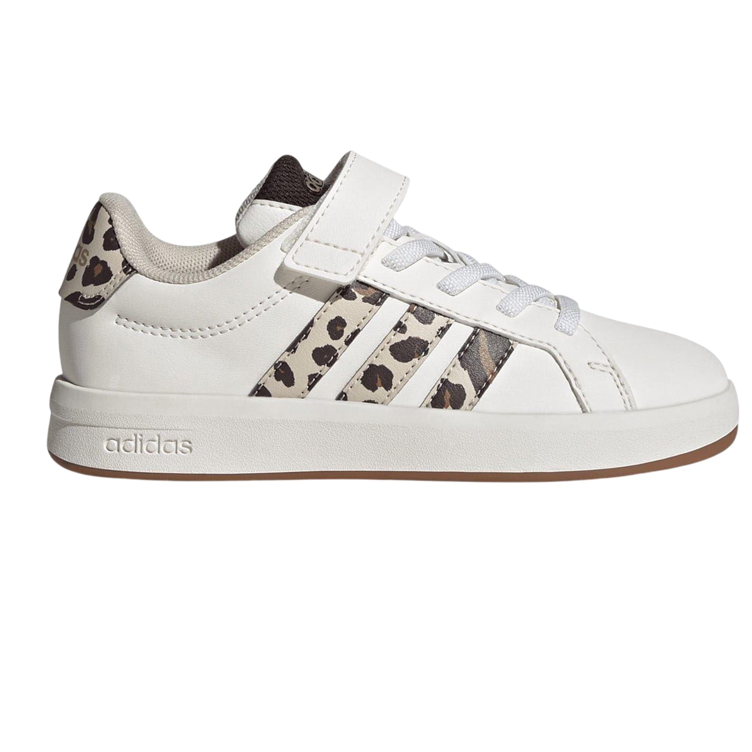 White-Animalier - Front - Adidas Girls Grand Court 2.0 Flat Trainers