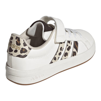 White-Leopard - Back - Adidas Girls Grand Court 2.0 Flat Trainers