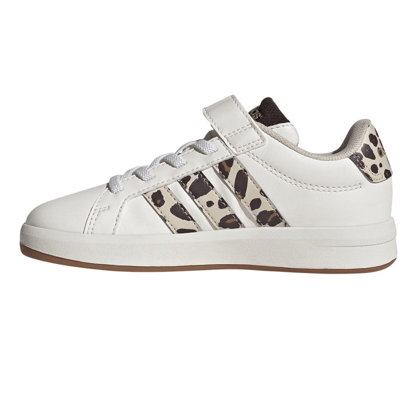 White-Animalier - Side - Adidas Girls Grand Court 2.0 Flat Trainers