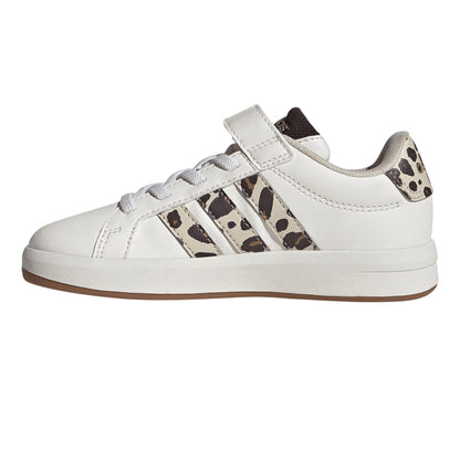 White-Animalier - Side - Adidas Girls Grand Court 2.0 Flat Trainers